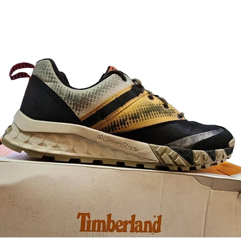 Timberland® (Men's‎ 9 M) Trailquest™ Low Hiking Shoes in Black Mesh With Wheat